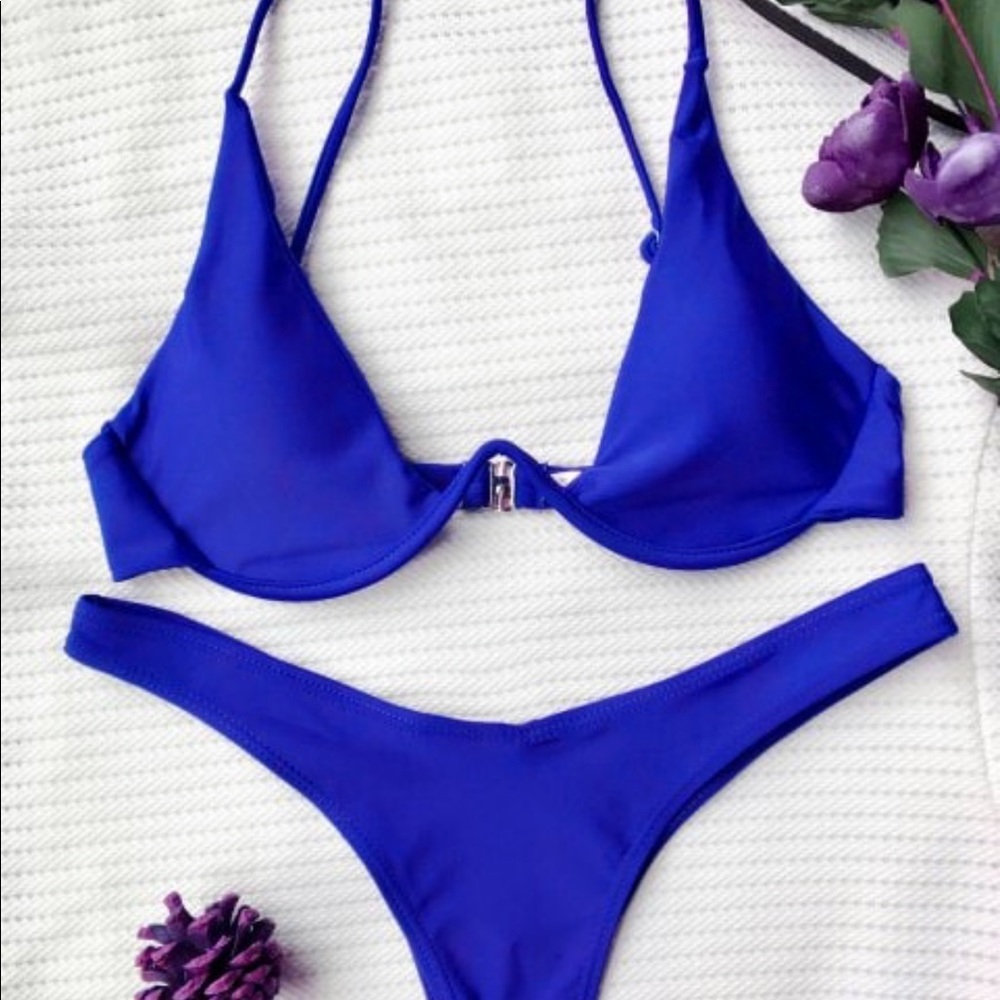 Blue plunge bathing suit set (Bikini)